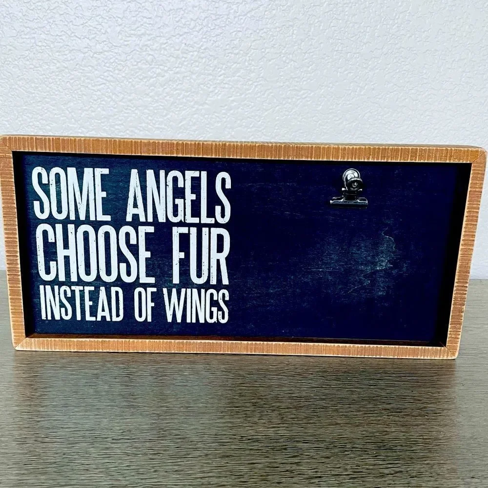 NWOT Angel Dog Cat Picture Frame Clip Rustic Decor